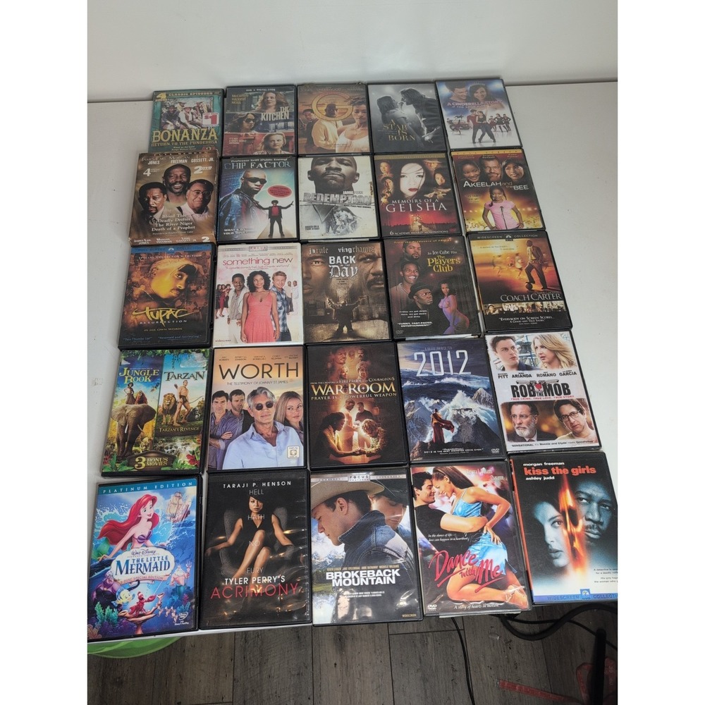 Mixed Lot of 25 Dvds Cinderella Story Tupac Coach Carter Little Mermaid More!